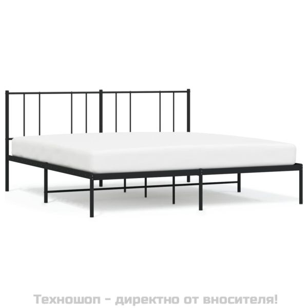 Метална рамка за легло с горна табла, черна, 183x213 см