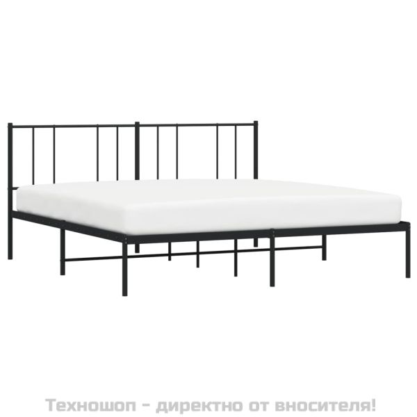 Метална рамка за легло с горна табла, черна, 183x213 см