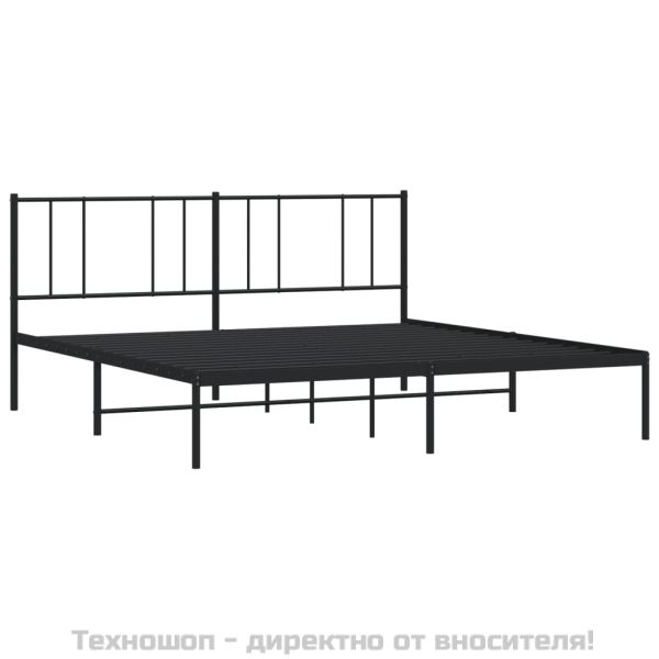 Метална рамка за легло с горна табла, черна, 183x213 см