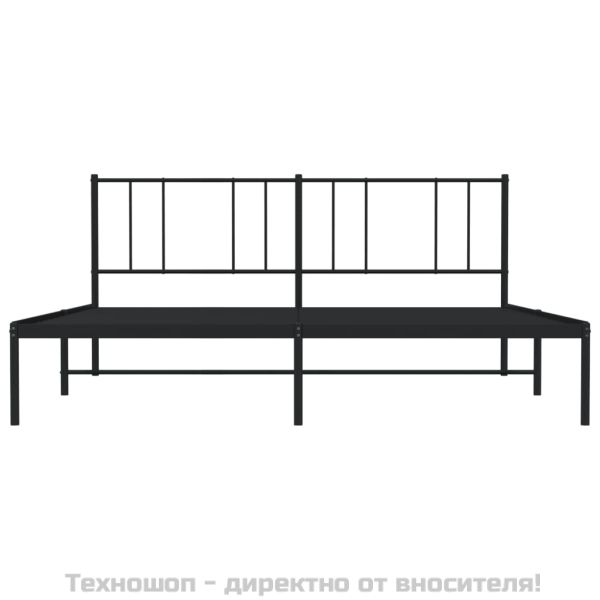 Метална рамка за легло с горна табла, черна, 183x213 см