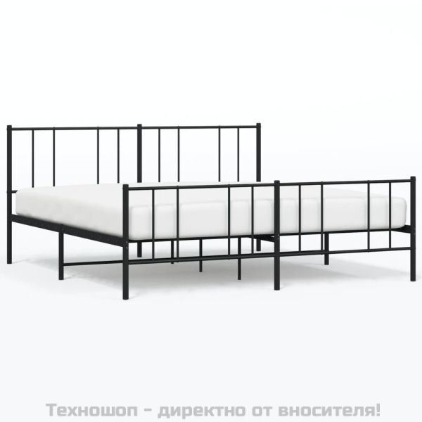 Метална рамка за легло с горна и долна табла, черна, 183x213 см