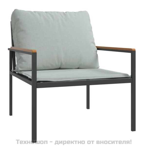 Градински комплект от 4 части с възглавници антрацит стомана