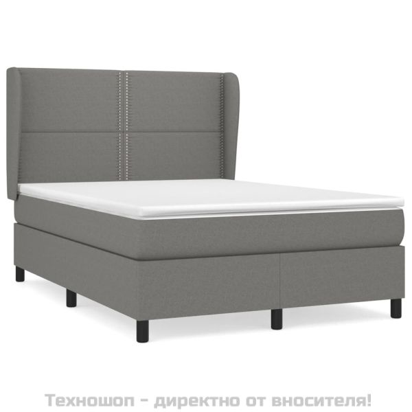 Боксспринг легло с матрак, тъмносиво, 140x190 см плат