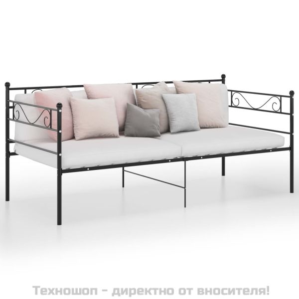 Рамка за разтегателен диван, черна, метал, 90x200 см