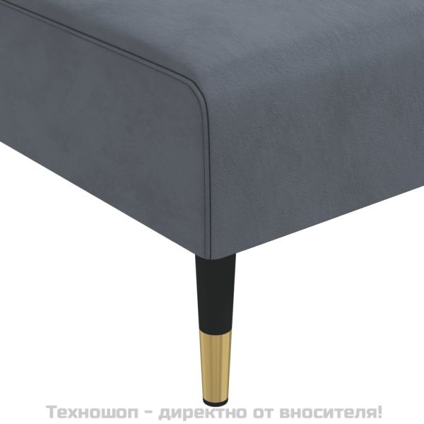 Г-образно разтегателно канапе тъмносиво 271x140x70 см кадифе