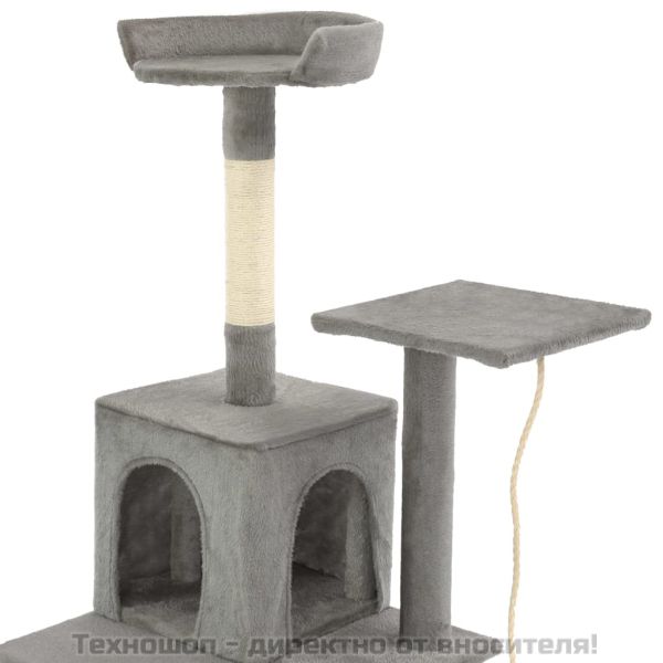 Котешко дърво със сизалени стълбове, 120 см, сиво