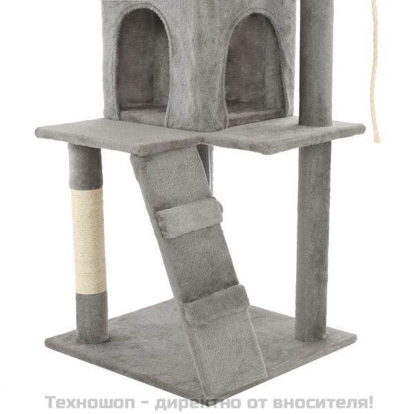 Котешко дърво със сизалени стълбове, 120 см, сиво
