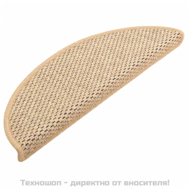 Самозалепващи стелки за стълби сизал 15бр 56x17x3см светлобежов