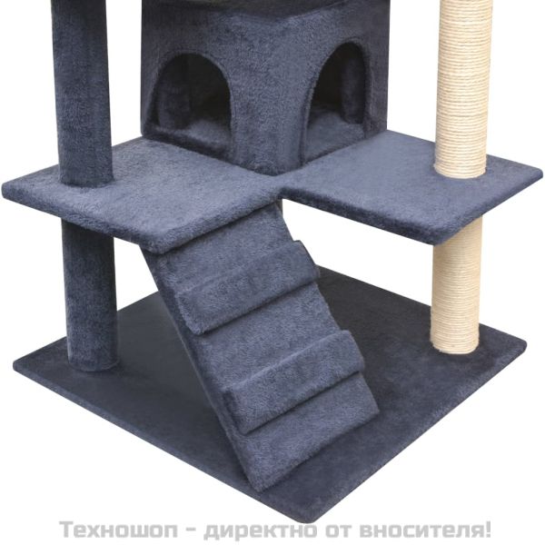 Котешко дърво със сизалени стълбове, 125 см, тъмносиньо