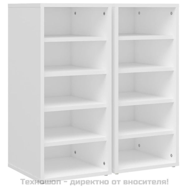 Шкафове за обувки, 2 бр, бели, 31,5x35x70 см, инженерно дърво