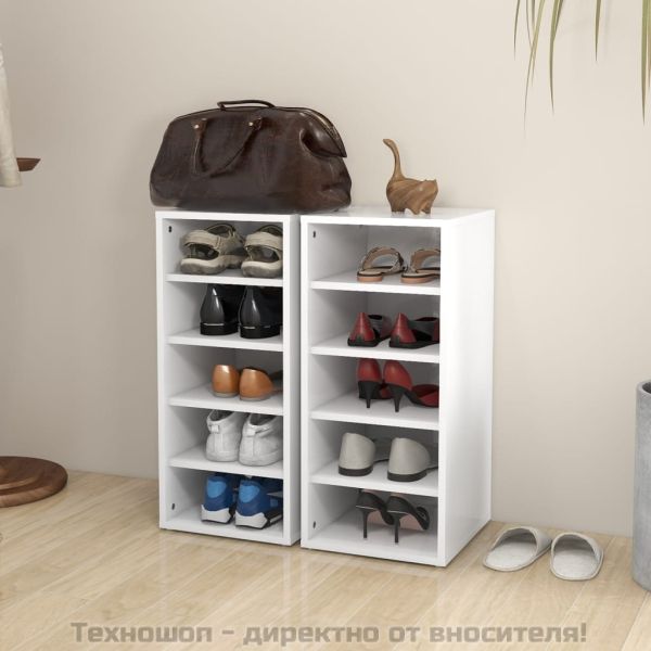 Шкафове за обувки, 2 бр, бели, 31,5x35x70 см, инженерно дърво