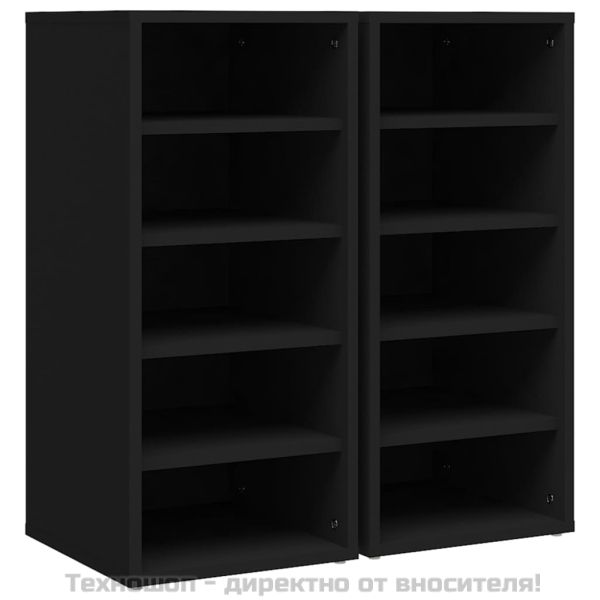 Шкафове за обувки, 2 бр, черни, 31,5x35x70 см, инженерно дърво