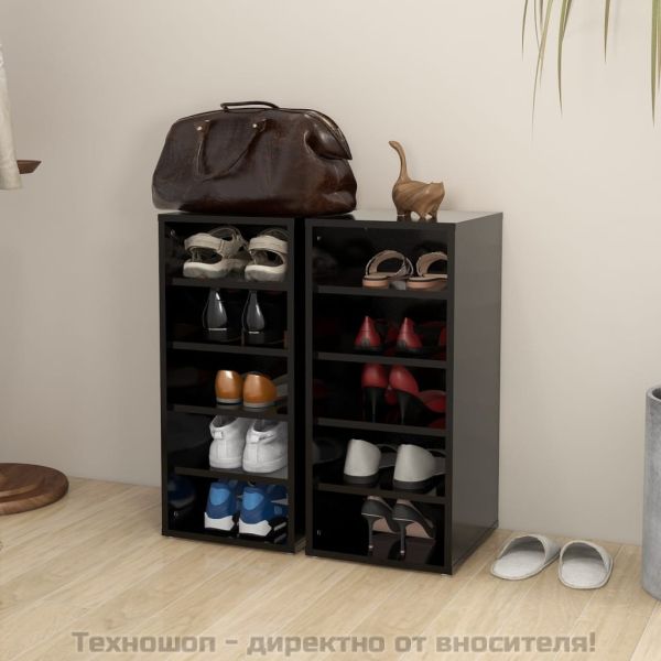 Шкафове за обувки, 2 бр, черни, 31,5x35x70 см, инженерно дърво
