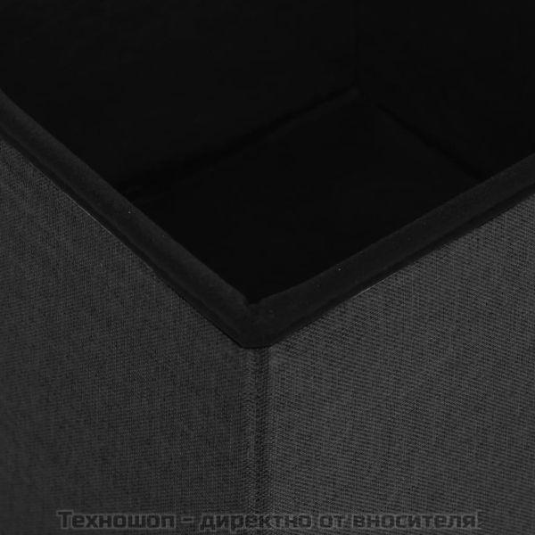 Сгъваема табуретка за съхранение, черна, изкуствен лен