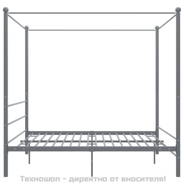 Рамка за легло с балдахин, сива, метал, 200x200 см