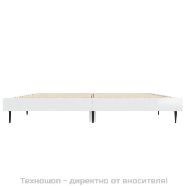 Рамка за легло, бял гланц, 135x190 см, инженерно дърво