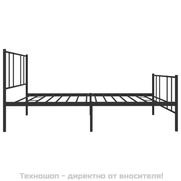 Метална рамка за легло с горна и долна табла, черна, 100x190 см