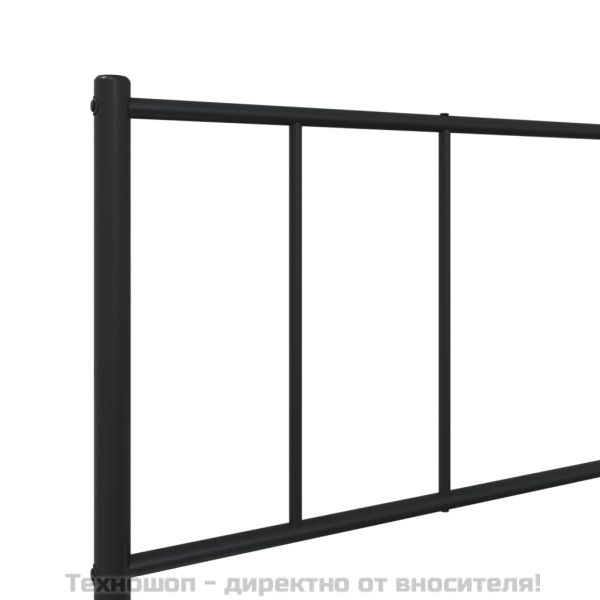 Метална рамка за легло с горна табла, черна, 100x190 см