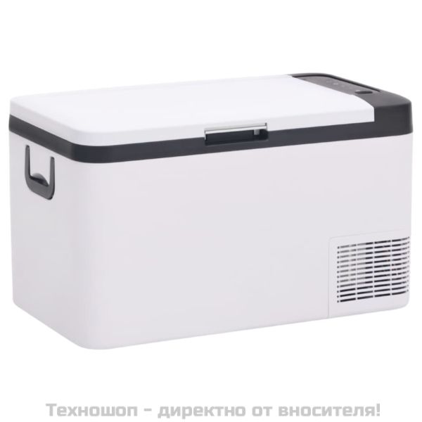 Хладилна кутия с дръжка и адаптер черно и бяло 25 л PP и PE