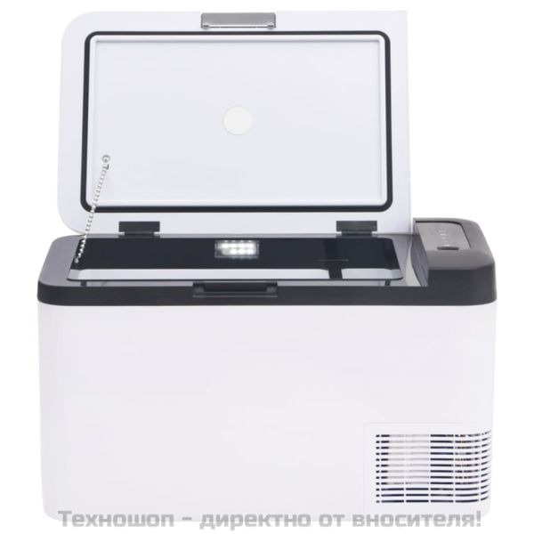 Хладилна кутия с дръжка и адаптер черно и бяло 25 л PP и PE