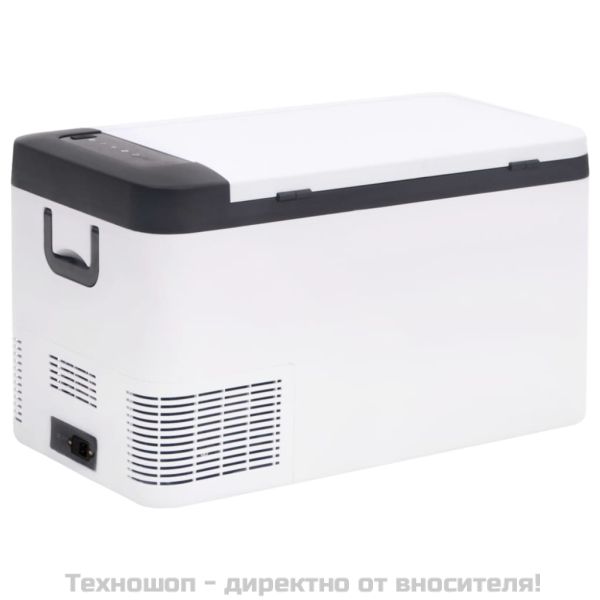 Хладилна кутия с дръжка и адаптер черно и бяло 25 л PP и PE