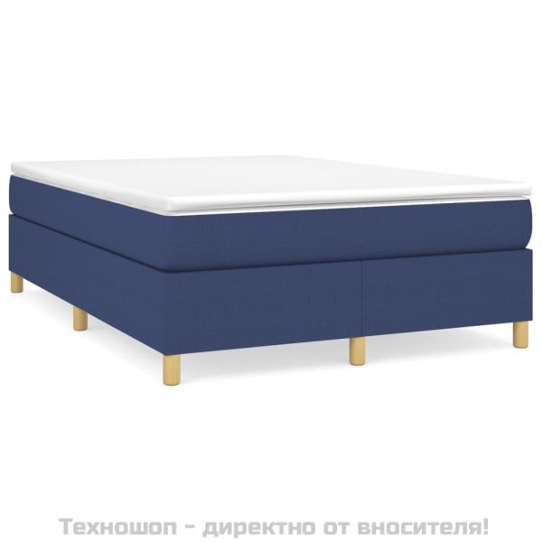 Боксспринг легло с матрак, синьо, 140x200 см, плат