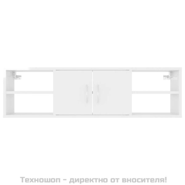 Стенен рафт, бял гланц, 102x30x29 см, инженерно дърво