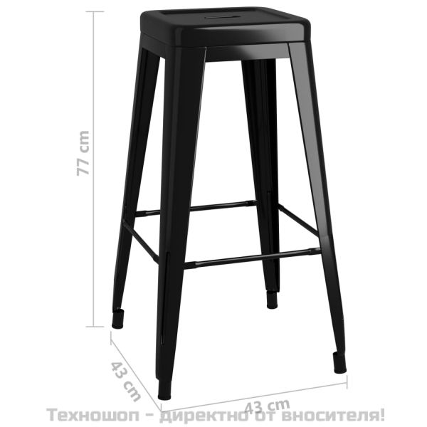 Бар табуретки, 2 бр, черни, метал