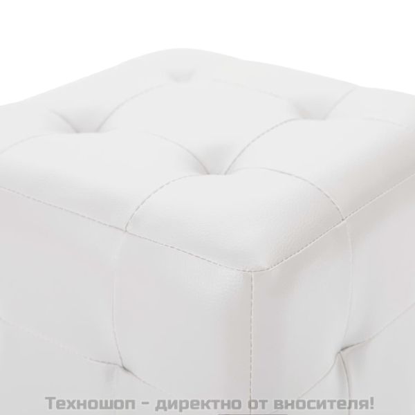 Пуфове, 2 бр, бели, 30x30x30 см, изкуствена кожа