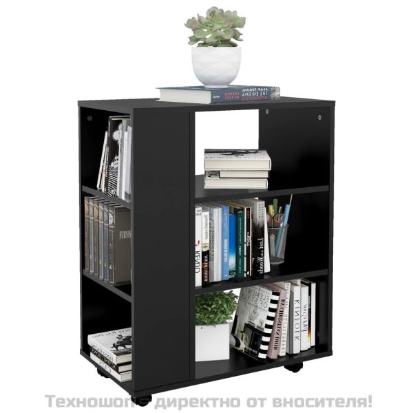 Подвижен шкаф, черен, 60x35x75 см, инженерно дърво