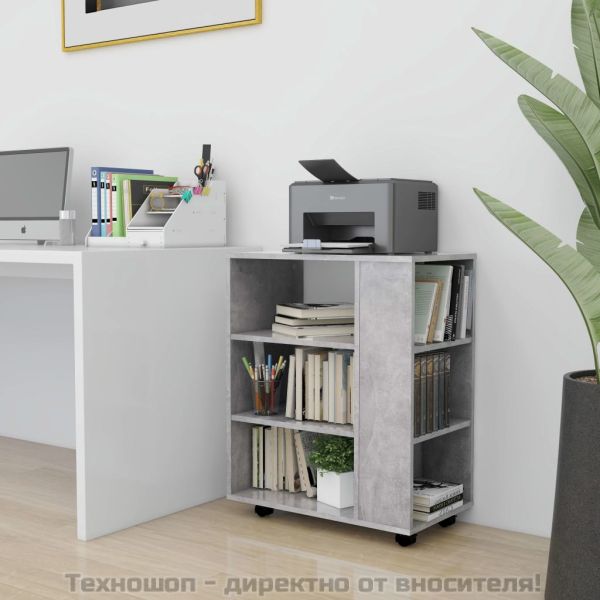 Подвижен шкаф, бетонно сив, 60x35x75 см, ПДЧ
