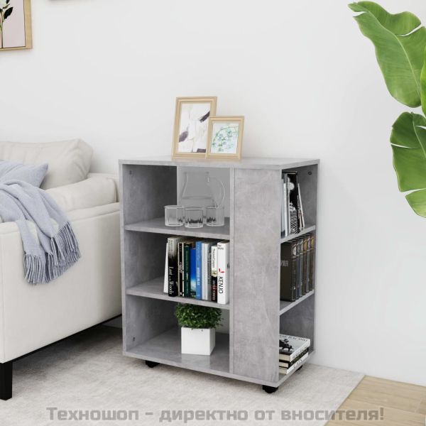 Подвижен шкаф, бетонно сив, 60x35x75 см, инженерно дърво