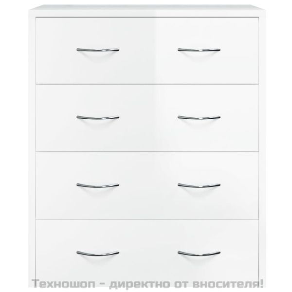 Сайдборд с 4 чекмеджета, 60x30,5x71 см, бял гланц