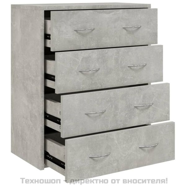 Сайдборд с 4 чекмеджета, 60x30,5x71 см, бетонно сив