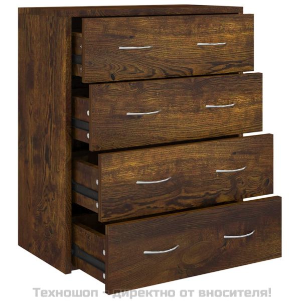 Сайдборд с 4 чекмеджета, 60x30,5x71 см, опушен дъб