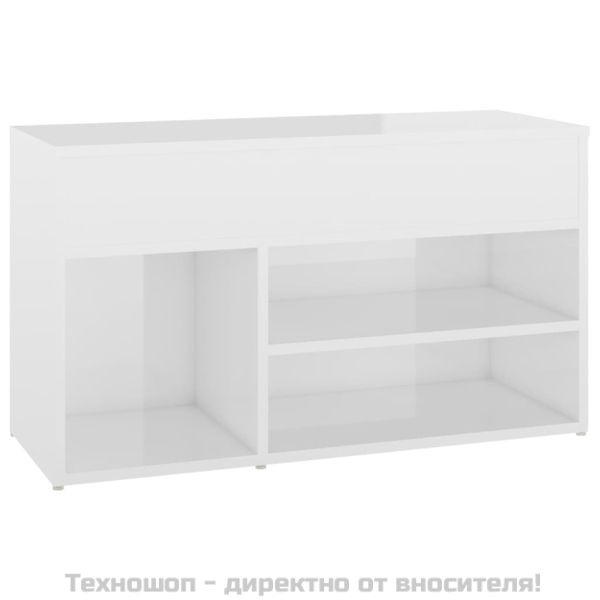 Пейка за обувки, бял гланц, 80x30x45 см, инженерно дърво