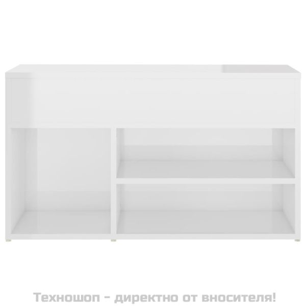 Пейка за обувки, бял гланц, 80x30x45 см, инженерно дърво