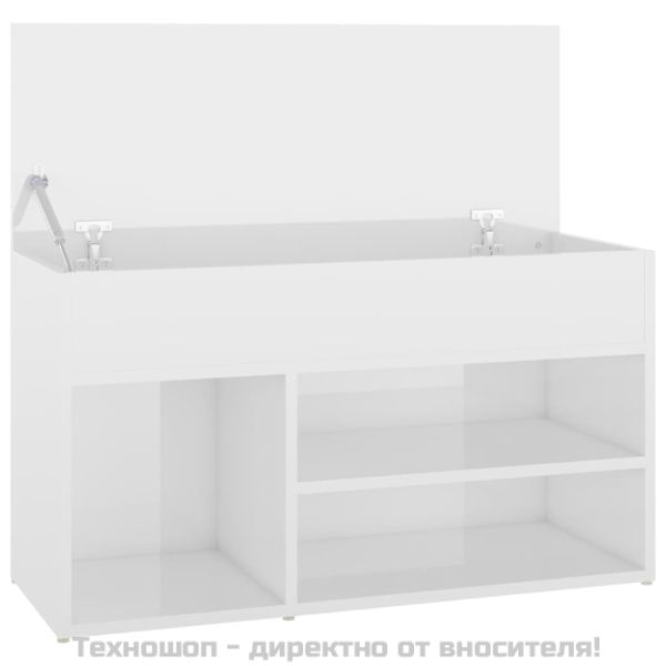 Пейка за обувки, бял гланц, 80x30x45 см, инженерно дърво