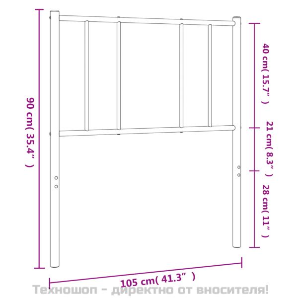 Метална табла за глава, черна, 100 см