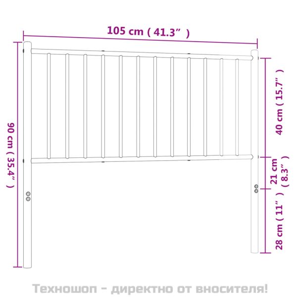 Метална табла за глава, черна, 100 см