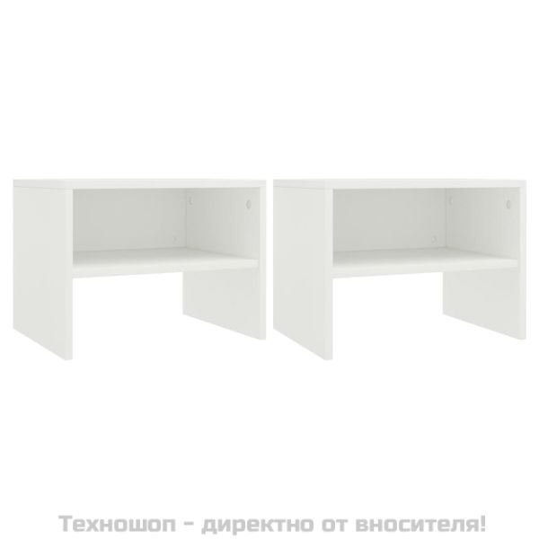 Нощни шкафчета, 2 бр, бели, 40x30x30 см, инженерно дърво