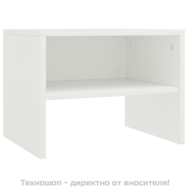 Нощни шкафчета, 2 бр, бели, 40x30x30 см, инженерно дърво