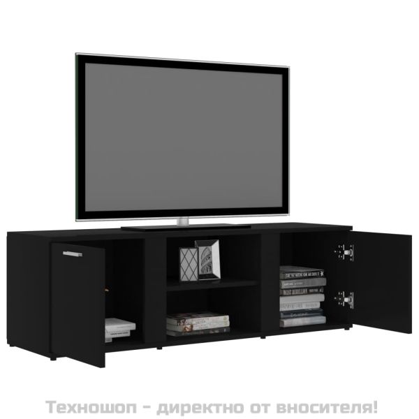 ТВ шкаф, черен, 120x34x37 см, инженерно дърво