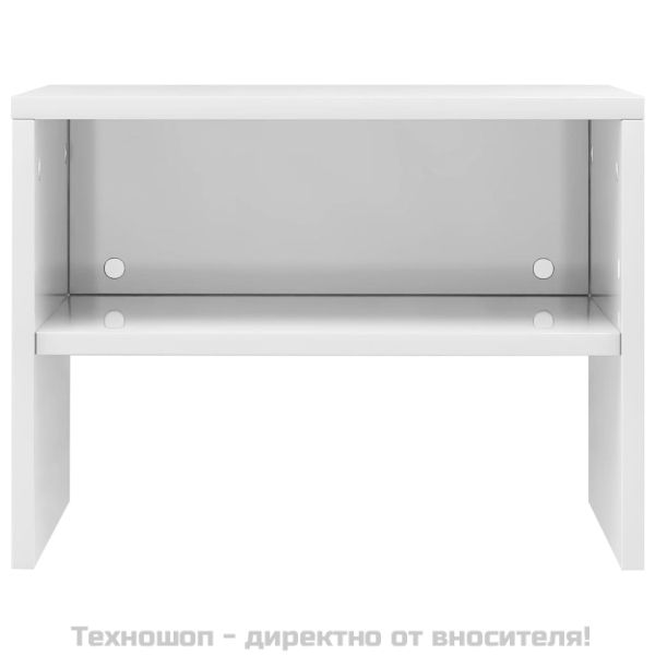 Нощни шкафчета, 2 бр, бял гланц, 40x30x30 см, инженерно дърво