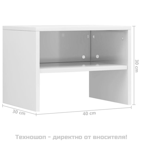 Нощни шкафчета, 2 бр, бял гланц, 40x30x30 см, инженерно дърво