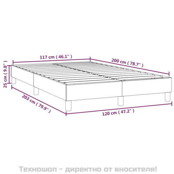 Рамка за легло с пружини, сива, 120x200 см, изкуствена кожа