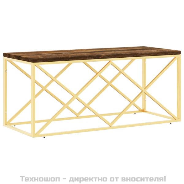 Маса за кафе, неръждаема стомана и регенерирано дърво масив