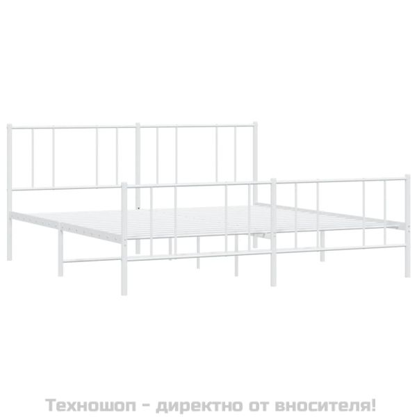 Метална рамка за легло с горна и долна табла, бяла, 193x203 см