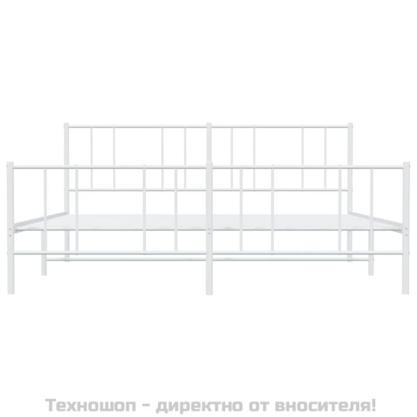Метална рамка за легло с горна и долна табла, бяла, 193x203 см