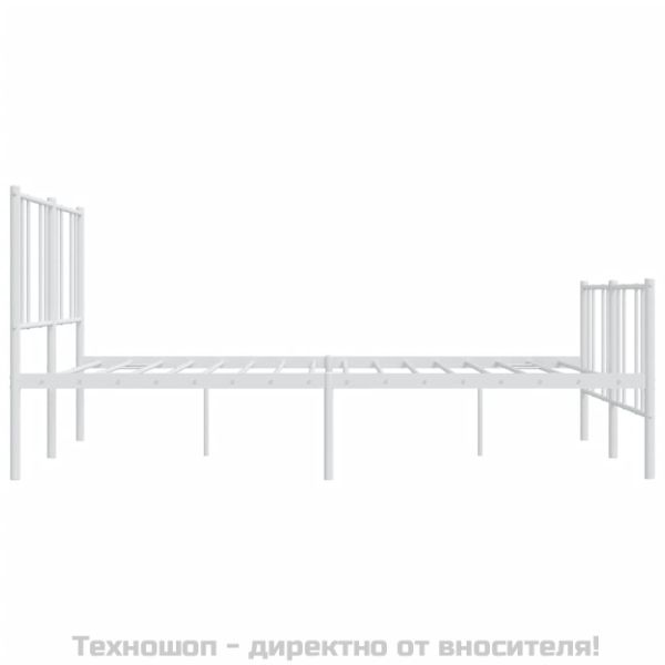 Метална рамка за легло с горна и долна табла, бяла, 193x203 см